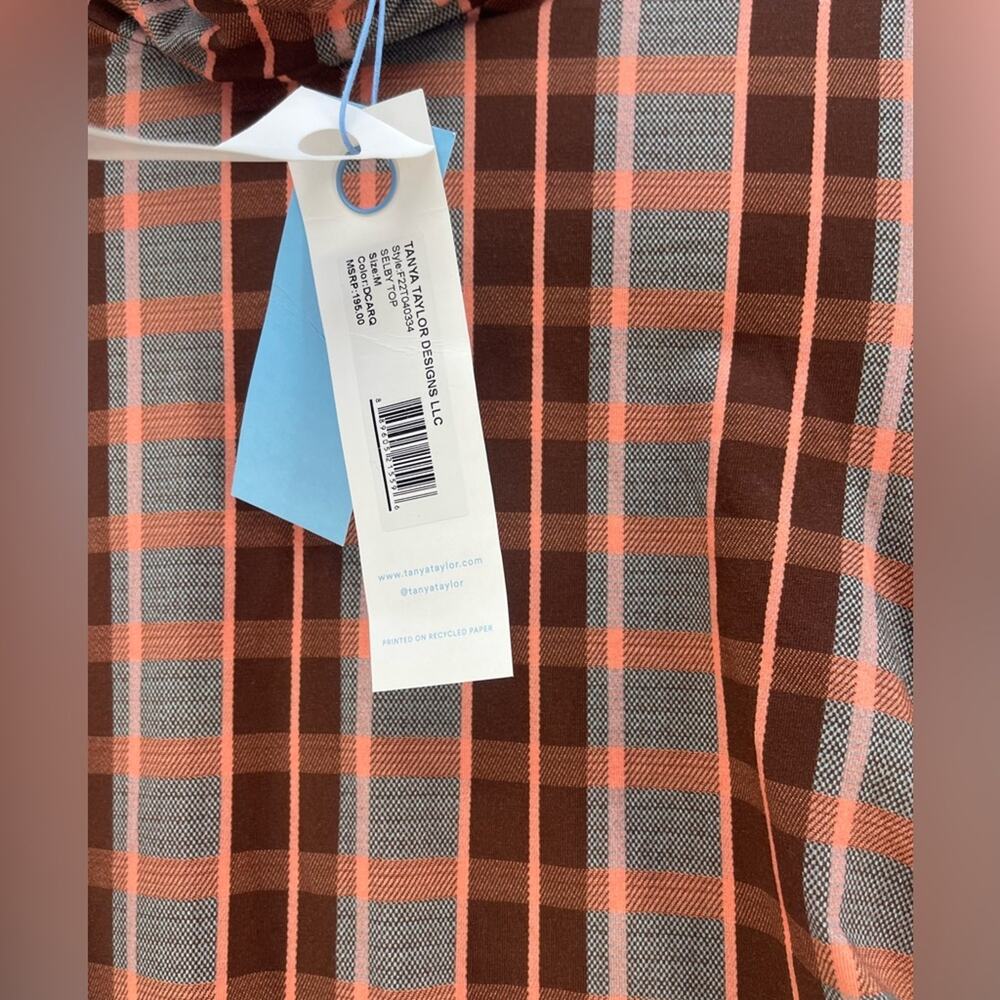 NWT Tanya Taylor Shelby Grid Print Organic Cotton Top Women’s Size Medium - Picture 6 of 16